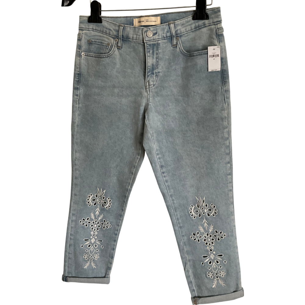 Gap 1969 Women's Girlfriend Jeans Light‎ Blue Embroidered Size 27R